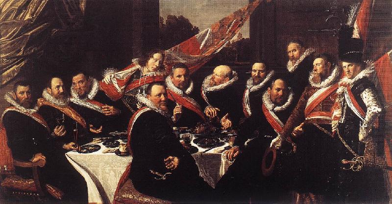 HALS, Frans Banquet of the Officers of the St George Civic Guard (detail) af oil painting image